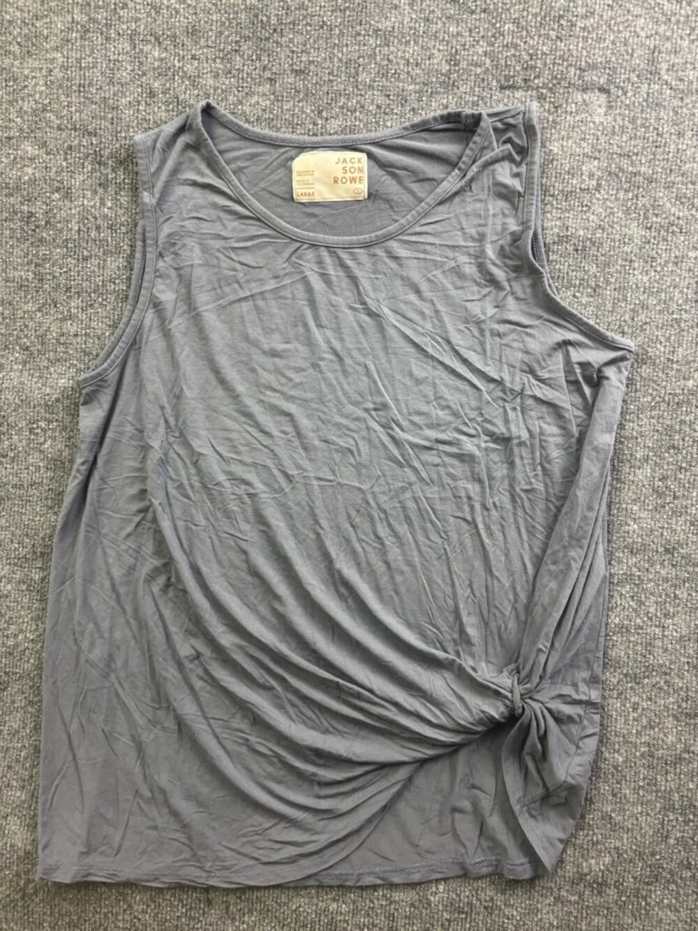 Jackson Rowe Tank Top Womens Large Gray Scoop Neck Side Knot Jersey Relaxed Fit